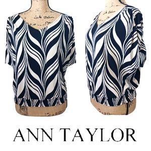 Ann Taylor Factory Top Banded Hem Black & Beige Size Small